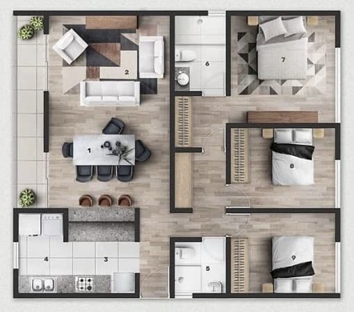 Architectural plan for area calculation 4